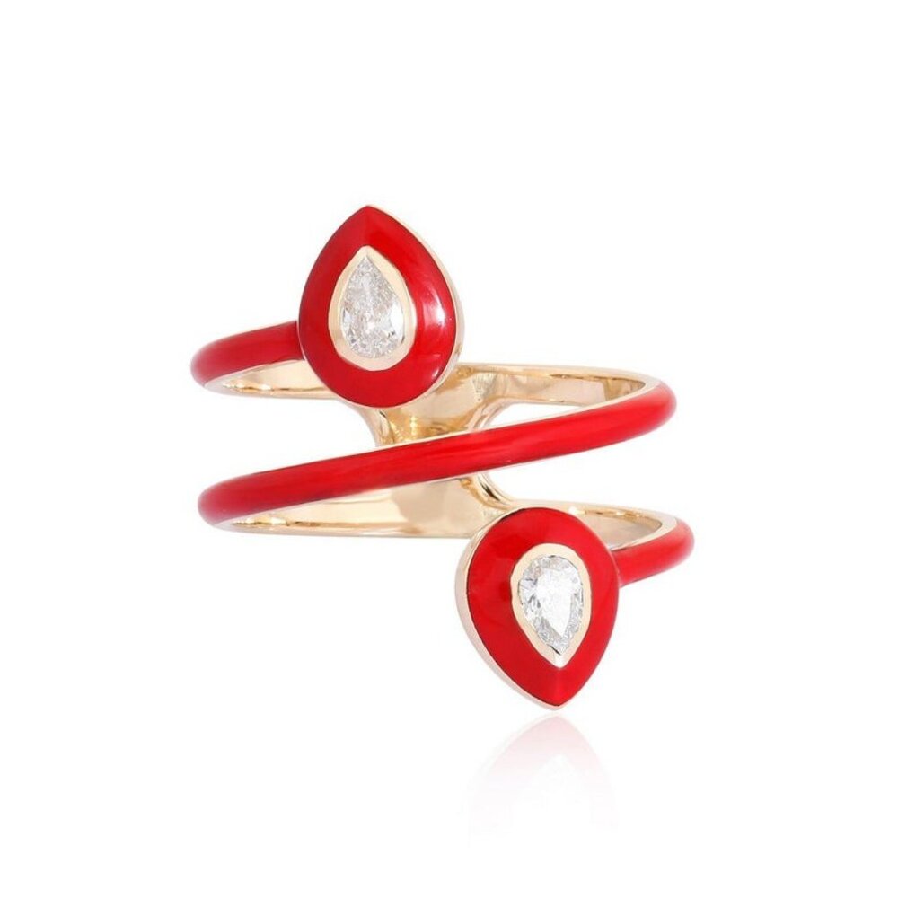 Vintage Inspired Diamond 14K (or 18k upon request) Yellow Gold Open Wrap Ring